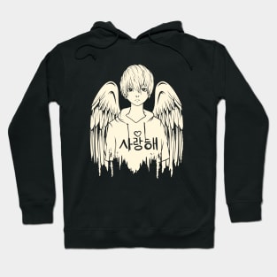 Aesthetic Korean Angel Boy Logo design Hoodie